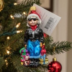 Christopher Radko Harley Davidson Petite Mrs Claus Ornament.